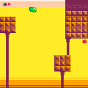 A squishy green blob collects tomatoes to turn red.