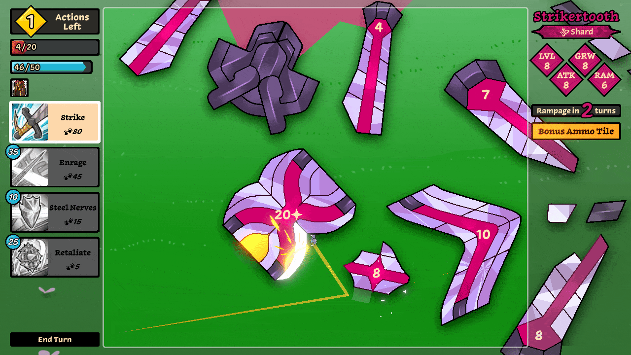 Gameplay in which a mouse ricochets between tiles like a pinball.