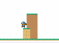 A mailman swings between floating islands made of tiles using a grappling hook.