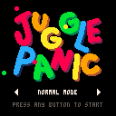 The title "Juggle Panic" slides out of view to show two players atop a rainbow background.