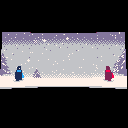Two players bow before beginning to pack snowballs.