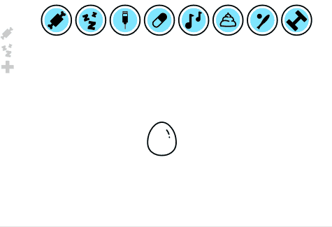 A black blob emerges from an egg.
